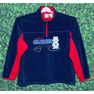 VTG Care Bears Grumpy Bear Get Off My Cloud Embroidered 1/4 Zip Fleece Pullover